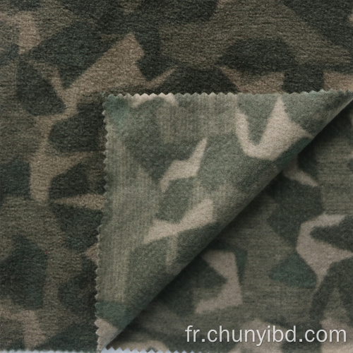 Recyclé 100% polyester doux à main motif perturbateur AOP Polar Fulce Fabric pour vêtements Costumes militaires